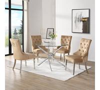 daytona round clear glass dining table 4 imperial champagne chairs