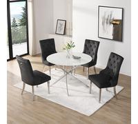 daytona round diva glass dining table 4 imperial black chairs