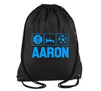 Daytripper Aaron Eat Sleep Football Soccer Personalised Custom Name Boys Sport Gym Bag School Gymsac 33 x 45 cm 11 Litrers