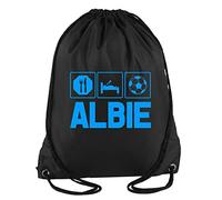 Daytripper Albie Eat Sleep Football Soccer Personalised Custom Name Boys Sport Gym Bag School Gymsac 33 x 45 cm 11 Litrers