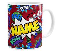 Daytripper Boys Personalised Superhero Mug Custom Name Comic Book Coffee Tea Cup Any Name Superheroes Gift for Him-Design-4