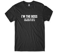 Daytripper Clothing I'm The Boss and I Have My Wife's Permission to Say So Mens Funny Unisex T-Shirt-Medium-Black