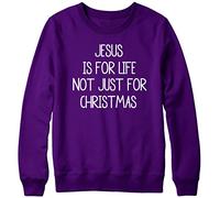 Daytripper Clothing Jesus is for Life Not Just for Christmas Mens Womens Ladies Unisex Christmas Sweatshirt Sweater-XX-Large-Purple