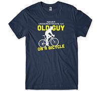 Daytripper Clothing Never Underestimate an Old Guy On A Bicycle Mens Funny Unisex T-Shirt-Small-Navy