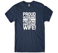 Daytripper Clothing Proud Husband of A Freaking Awesome Wife Mens Funny Unisex T-Shirt-Large-Navy