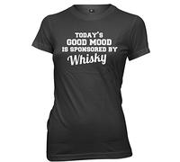 Daytripper Clothing Today's Good Mood is Sponsored by Whisky Womens Ladies Funny Slogan T-Shirt -XX-Large-Black
