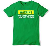 Daytripper Clothing Warning May Start Talking About Tennis Mens Funny Slogan Unisex T-Shirt -Small-Green