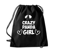 Daytripper Crazy Panda Girl Womens Ladies Funny Pandas Gym Drawstring Bag School PE Kit In Black Colour Gymnastics Swimming Sport