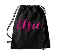 Daytripper Elsie Personalised Gym Bag School PE Kit In Black Colour Glitter Or Metallic Print Birthdays Gymnastics Swimming Christmas