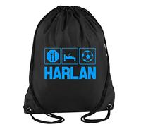 Daytripper Harlan Eat Sleep Football Personalised Custom Name Boys Sport Gym Bag School Gymsac 33 x 45 cm 11 Litrers