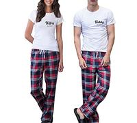 Daytripper His and Hers Pyjamas Hubby & Wifey Personalised Matching Pyjama Set For Husband Wife Valentines Day Gift Set Tartan Pjs Honeymoon Sets Newlyweds Anniversary Red