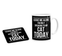 Daytripper Leave Me Alone I'm Only Speaking to My Cat Today Kitchen Mug and Coaster Set Gift Coffee Tea Cup