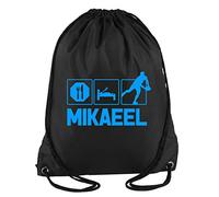 Daytripper Mikaeel Eat Sleep Rugby Union Personalised Custom Name Boys Sport Gym Bag School Gymsac 33 x 45 cm 11 Litrers