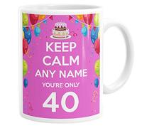 Daytripper Personalised 40th Birthday Mug, Custom Name, Gift for Her, Keep Calm You're Only 40, Funny Birthday Gifts for Women, Ceramic Cup