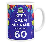 Daytripper Personalised 60th Birthday Mug, Gift for Men or Women, Funny Cup, Keep Calm, Add Any Name, Customisable