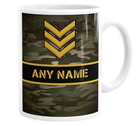 Daytripper Personalised Army Sergeant Mug, Camo, Military Themed Gift for Him, Add Any Name, Customisable, Ceramic Cup