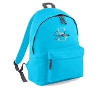 Daytripper Personalised Backpack Any Name & Initial Glitter School Bags Rucksack Girls Boys Back To School Bags For Adults Children Custom PE Bags (Surf Blue)