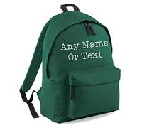 Daytripper Personalised Backpack Any Name or Text School Bags Rucksack Girls Boys Back To School Bags For Adults Children Custom PE Bags (Bottle Green)