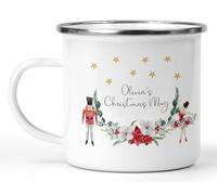 Daytripper Personalised Christmas Mug, Kids Christmas Eve Mugs, Custom Name, for Girls and Boys, Hot Chocolate Cup, Enamel, Nutcracker