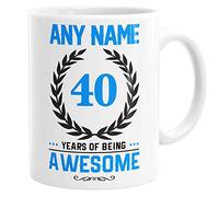 Daytripper Personalised Custom Name 40 Years of Being Awesome 40th Birthday Mug Blue Novelty Gift Coffee Mug Tea Cup