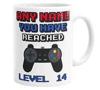 Daytripper Personalised Custom Name You Have Reached Level 14 Gamer 14th Birthday Mug Novelty Gift Coffee Mug Tea Cup