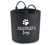 Daytripper Personalised Dog Toy Box Custom Name Storage Basket Pet Toybox Chest Trug Gift For Dogs Puppies Toys Pets Paw Print Multi Purpose Puppy Accessories (LARGE, CHARCOAL)