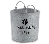 Daytripper Personalised Dog Toy Box Custom Name Storage Basket Pet Toybox Chest Trug Gift For Dogs Puppies Toys Pets Paw Print Multi Purpose Puppy Accessories (MEDIUM, GREY)