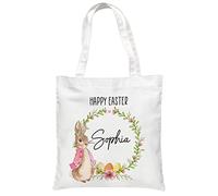 Daytripper Personalised Easter Bunny Gift Bag Rabbit Tote Bags For Girls Boys Reusable Egg Bag Babies Gifts 1st Eggs Hunt (PINK)