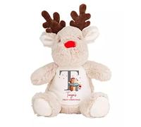 Daytripper Personalised First Christmas Reindeer Soft Toy Christmas Teddy Bear Any Name Initial Babies Xmas Gift For Newborn Presents Cuddly Toys Plush Keepsake Gifts