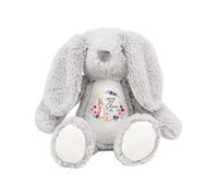 Daytripper Personalised First Easter Bunny Teddy For Boys or Girls 1st Custom Rabbit Teddy Bear With Name Soft Toy Children's Gifts Baby Keepsake Soft Teddies Cuddly Toys Plush (GREY-PINK)