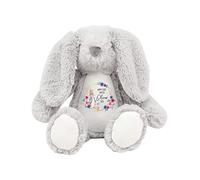 Daytripper Personalised First Easter Bunny Teddy For Boys or Girls 1st Custom Rabbit Teddy Bear With Name Soft Toy Children's Gifts Baby Keepsake Soft Teddies Cuddly Toys Plush (GREY-BLUE)