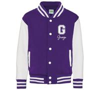 Daytripper Personalised Kids Varsity Jacket, Custom Initial & Name, Girls and Boys, Baseball Jacket, Children's, Unisex, Hoodie, Coat (UK, Age, 7 Years, 8 Years, Regular, PURPLE)