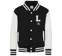 Daytripper Personalised Kids Varsity Jacket, Custom Initial & Name, Girls and Boys, Baseball Jacket, Children's, Unisex, Hoodie, Coat (UK, Age, 9 Years, 11 Years, Regular, BLACK)