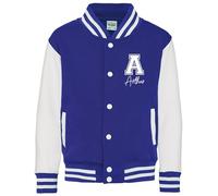Daytripper Personalised Kids Varsity Jacket, Custom Initial & Name, Girls and Boys, Baseball Jacket, Children's, Unisex, Hoodie, Coat (UK, Age, 9 Years, 11 Years, Regular, ROYAL)