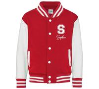 Daytripper Personalised Kids Varsity Jacket, Custom Initial & Name, Girls and Boys, Baseball Jacket, Children's, Unisex, Hoodie, Coat (UK, Age, 3 Years, 4 Years, Regular, RED)