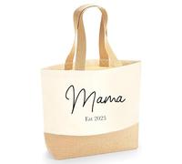 Daytripper Personalised Mama Tote Bag, Gift For Mum, Custom Year, Jute Shopping Bag, New Mum Present, Mother's Day Gifts, Custom Bags For Mums (MEDIUM)