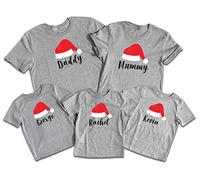 Daytripper Personalised Matching Family Christmas Eve T-Shirts Santa Hat Pyjamas PJs (Mens-Womens-Unisex-XX-Large) Grey