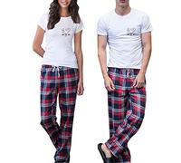 Daytripper Personalised Matching Pyjama Set, His and Hers Pyjamas, Valentines Day, Gift For Couples, Tartan PJ's For Honeymoon or Anniversary Red