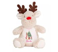 Daytripper Personalised My First Christmas Teddy Bear, Reindeer, Custom Name, Rabbit Soft Toy, New Baby Gift, Baby's 1st Xmas, Newborn Baby Girls, Boys, Keepsake (PINK)
