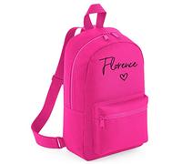 Daytripper Personalised School Bag Any Name Love Heart Rucksack Mini Backpack Girls Back To School Bags For Children Custom Nursery PE Bags (Fuchsia)