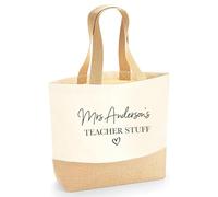 Daytripper Personalised Teacher Bag, Teacher Gift, Teacher Stuff Tote Bag, Custom Name, Thank You Gifts, Jute Bags, Lunch Bag, Teaching Assistant Present, School/Uni (SMALL)