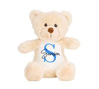 Daytripper Personalised Teddy Bear For Boys or Girls Custom Soft Toy With Name Baby Christening Gift Baptism Teddies Cuddly Toys Children's Present (BLUE-INITIAL)