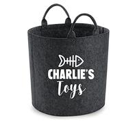Daytripper Personalised Toy Box For Cat Toys Custom Name Cats Storage Basket Pet Toybox Chest Trug Gift For Kitten Owners Pets Multi Purpose Accessories (Large, Charcoal)