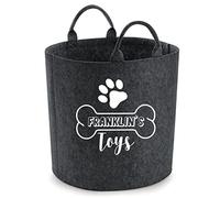 Daytripper Personalised Toy Box For Dogs Paw Print Custom Name Dog Bone Storage Basket Pet Toybox Chest Trug Gift For Dog Owners Puppies Toys Pets Multi Purpose Puppy Accessories (MEDIUM, CHARCOAL)