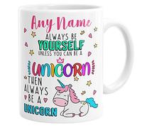 Daytripper Personalised Unicorn Mug, Gift for Girls, Always Be Yourself Unless You Can Be A Unicorn, Funny Custom Name Mug, Customisable Cup