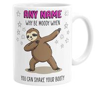 Daytripper Personalised Why Be Moody Mug Custom Name Funny Sloth Gift Coffee Mugs Tea Hot Chocolate Cup for Him Her Birthday Christmas Teens Gift Ideas