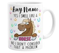 Daytripper Personalised Yes I Smell Like A Horse Mug Funny Horses Gift Custom Name Horse Rider Coffee Mug Tea Cup Equestrian Gifts for Her Birthday Christmas