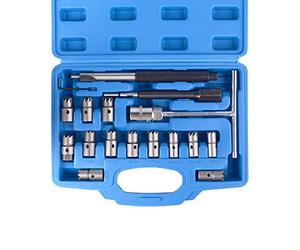 DAYUAN 17PC Professional Diesel Injector Seat Cutter Cleaner Tool Set Carbon Remover
