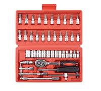 DAYUAN 46 Piece 1/4" Drive Socket Wrench Driver Bits Metric Set Flexible Extension Rods with 72 Teeth Reversible Ratchet Spanner for Car Bicycle Motor