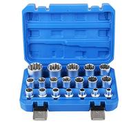 DAYUAN Spline Socket Set 1/2" Drive Universal Metric 8-32mm 12-Point Cr-V Socket Kit 19pcs